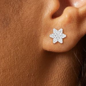 1/2 ctw Round Diamond Flower Stud Earrings in 14kt White Gold