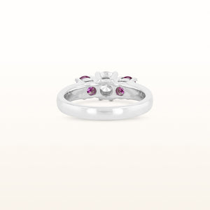 1.31 ctw Round Diamond and Ruby Three-Stone Ring in 14kt White Gold