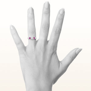 1.31 ctw Round Diamond and Ruby Three-Stone Ring in 14kt White Gold