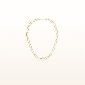 Alternating Link Paperclip Necklace in Yellow Gold Plated 925 Sterling Silver
