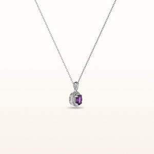 Oval Gemstone Beaded Halo Pendant in 925 Sterling Silver