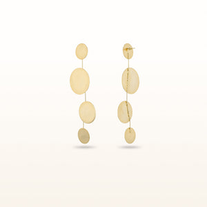 Gold Plated Sterling Silver Large Disc Drop Earrings