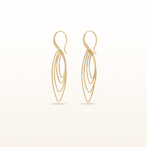 Yellow Gold Plated 925 Sterling Silver Diamond Cut Marquise Shaped Drop Earrings