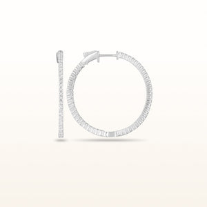 1.50 ctw Diamond Inside/Outside 1.25" Hoop Earrings in 14kt White Gold