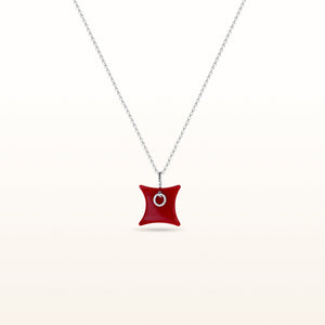 925 Sterling Silver and Red Enamel Pendant