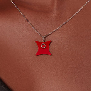 925 Sterling Silver and Red Enamel Pendant
