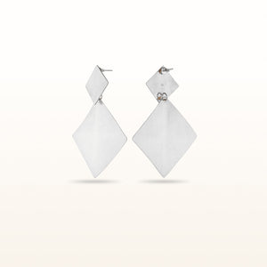 Sterling Silver Convex Square Drop Earrings