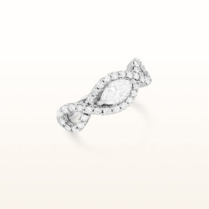 Signature Marquise and Round Diamond Ribbon Ring in 14kt White Gold