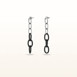 925 Sterling Silver and Rubber Open Link Drop Earrings