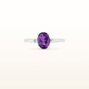 Oval Gemstone and White Sapphire Ring in 925 Sterling Silver