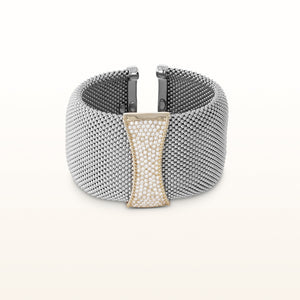 2.70 ctw Diamond Mesh Cuff Bracelet in 925 Sterling Silver and 14kt White or Yellow Gold
