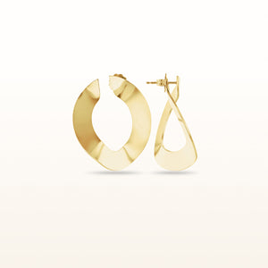 Yellow Gold Plated 925 Sterling Silver Artistic Hoop Earrings