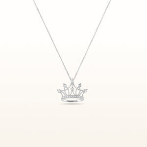 Crown Diamond Pendant in 14kt White Gold