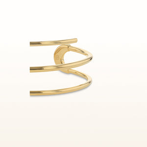 Yellow Gold Plated 925 Sterling Silver 3-Row Spiral Cuff Bracelet