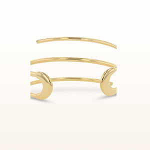 Yellow Gold Plated 925 Sterling Silver 3-Row Spiral Cuff Bracelet