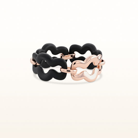 Rose Gold Plated 925 Sterling Silver and Rubber Scalloped Link Bracelet