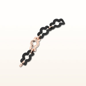 Rose Gold Plated 925 Sterling Silver and Rubber Scalloped Link Bracelet
