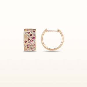 Pink Sapphire Confetti Huggie Hoop Earrings in 14kt Rose Gold