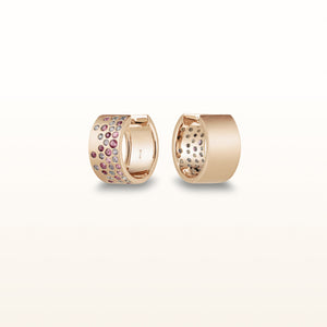 Pink Sapphire Confetti Huggie Hoop Earrings in 14kt Rose Gold