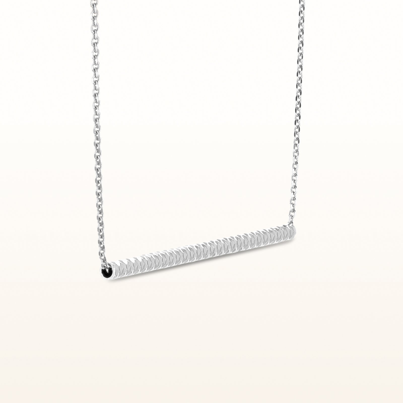 925 Sterling Silver Diamond Cut Horizontal Bar Necklace