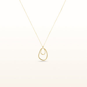 Yellow Gold Plated 925 Sterling Silver Abstract Double Oval Drop Pendant