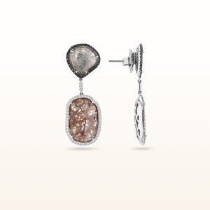 Signature Collection Signature Diamond Slice Drop Earrings with Halo in 18kt White Gold