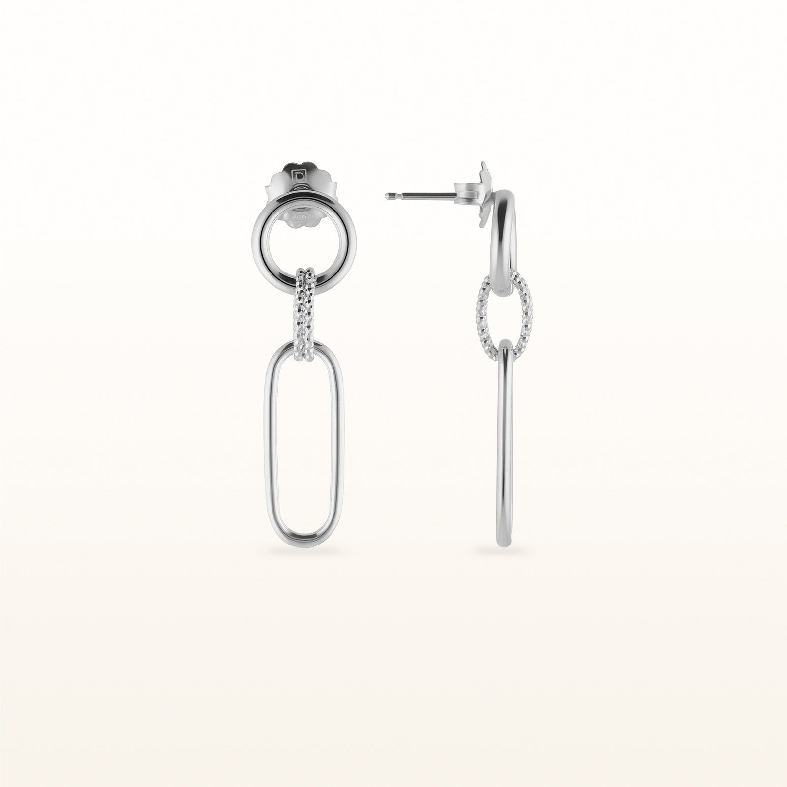 Alternating Link Paperclip Earrings in 925 Sterling Silver