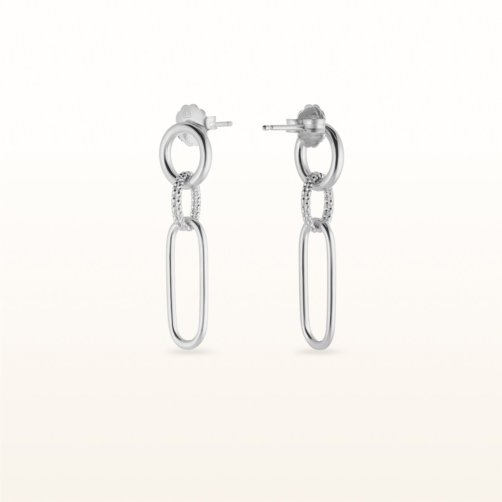 Alternating Link Paperclip Earrings in 925 Sterling Silver