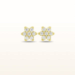 1/2 ctw Round Diamond Flower Stud Earrings in 14kt Yellow Gold