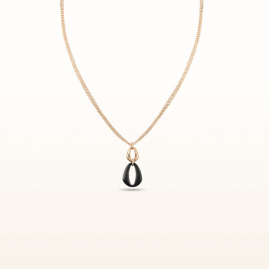 Rose Gold Plated 925 Sterling Silver and Black Rubber Triangular Pendant