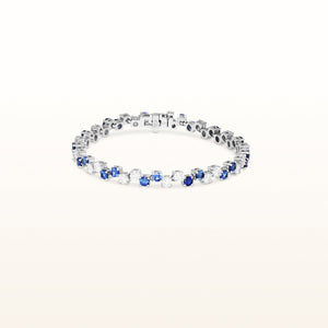 8.73 ctw Round Blue Sapphire and Diamond Zig-Zag Tennis Bracelet