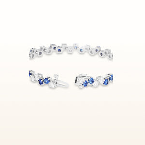 8.73 ctw Round Blue Sapphire and Diamond Zig-Zag Tennis Bracelet