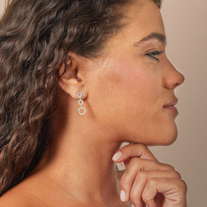 Three Circle Diamond Dangle Earrings in 14kt White Gold