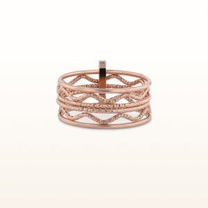 Rose Gold Plated 925 Sterling Silver 6-Row Band