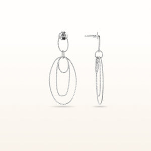 925 Sterling Silver Diamond Cut Multi-Sized Oval Shaped Drop Earrings