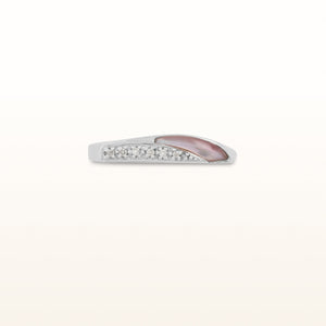 Pink Mother-of-Pearl and Diamond Ring in 18kt White Gold