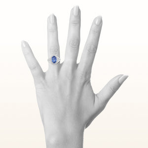 3.38 ct Oval Sapphire and Diamond Halo Ring in 14kt White Gold