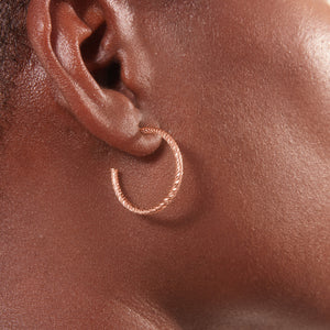 Rose Gold Plated 925 Sterling Silver 1-Inch Diamond Cut Hoop Earrings