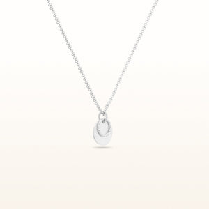 925 Sterling Silver Brushed Disc and Circle Link Petite Pendant