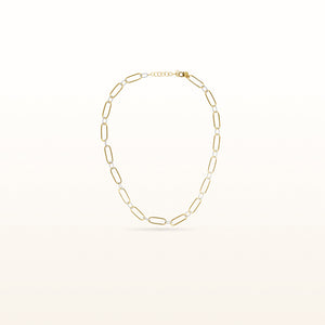 Alternating Link Paperclip Necklace in Two-Tone 925 Sterling Silver