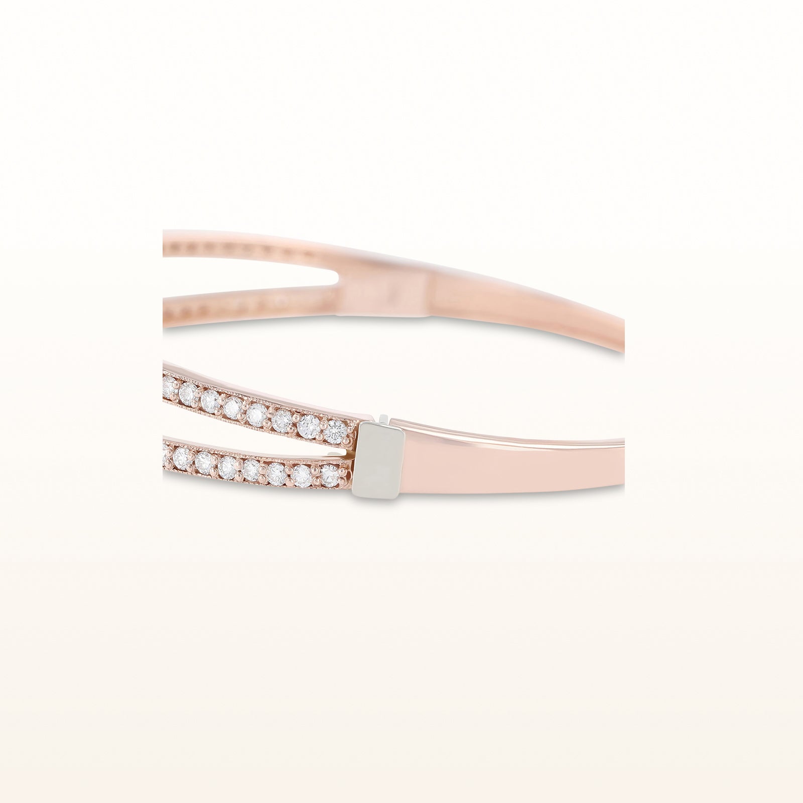 Rubellite and Diamond Hinged Bangle Bracelet in 14kt Rose Gold