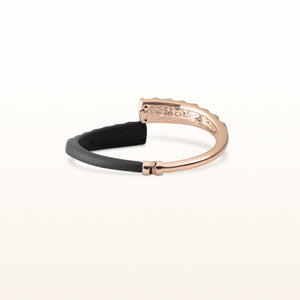 Black Rubber and Rose Gold Plated 925 Sterling Silver Hinged Cuff Bracelet