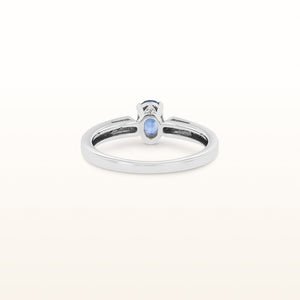 Oval Sapphire and Diamond Ring in 14kt White Gold