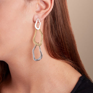 Sterling Silver Two-Tone Sinuous Drop Earrings