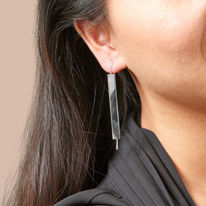 Sterling Silver Vertical Bar Hook Earrings