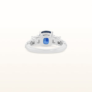 5.44 ctw Round Blue Sapphire and Diamond Three-Stone Ring in 18kt White Gold