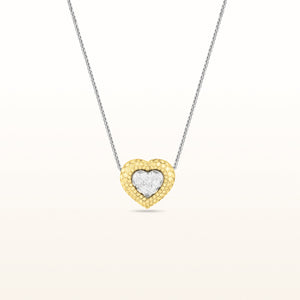 Heart Shaped Yellow and White Diamond Pendant in Two-Tone 18kt Gold