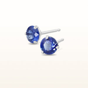 1.10 ctw Round Blue Sapphire Martini-Style Stud Earrings in 14kt White Gold
