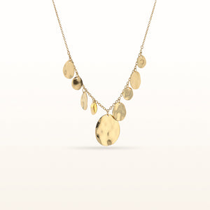 Yellow Gold Plated 925 Sterling Silver Hammered Disc Necklace