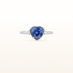 Heart Shaped Sapphire Ring with Diamond Accents in 14kt White Gold